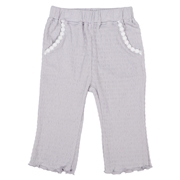 [キッズ]７分丈パンツ　花モチーフ　ジャガード　グレー