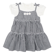 [ベビー]半袖ワンピース　レイヤード風　ブラック