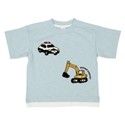 [キッズ]半袖Tシャツ　サガラ刺繍　サックス