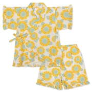 [ベビー]甚平(じんべい)スーツ ひまわり柄 イエロー