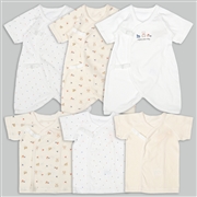 [スナップタイプ]新生児肌着6点セット　半袖・七分袖　くま