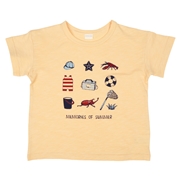 [キッズ]半袖Tシャツ　パネル　オレンジ