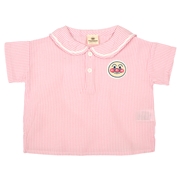 [ベビー]セーラー衿半袖Ｔシャツ　アンパンマン　ピンク