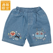 【通販限定】[ベビー]デニムハーフパンツ　アンパンマン　サックス