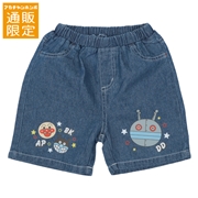 【通販限定】[ベビー]デニムハーフパンツ　アンパンマン　ネイビー