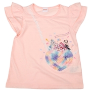 [キッズ]ポシェット風Ｔシャツ　プリキュア ピンク