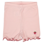 [キッズ]１分丈スパッツ　リブ　イチゴ　ピンク