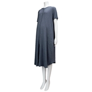 [授乳仕様]おやすみボタン　半袖全開ワンピース　小花柄　ブルー