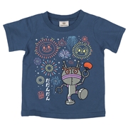 [ベビー]半袖和柄Ｔシャツ　刺繍　アンパンマン　ネイビー