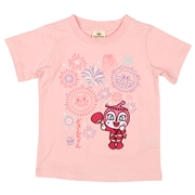 [キッズ]半袖和柄Ｔシャツ　刺繍　アンパンマン　ピンク