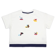 [ベビー]半袖　Ｔシャツ　飛び刺しゅう　オフホワイト