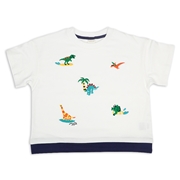 [キッズ]半袖　Ｔシャツ　飛び刺しゅう　オフホワイト