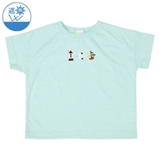 [ベビー]半袖　Ｔシャツ　遮熱　刺しゅう サックス