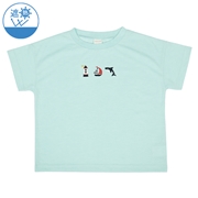 [キッズ]半袖　Ｔシャツ　遮熱　刺しゅう サックス