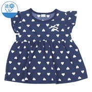 [キッズ]半袖　チュニック　遮熱　切替　ネイビー