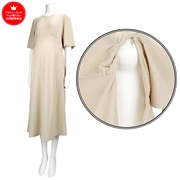 [授乳口付き]半袖ランタンスリーブワンピース　ベージュ