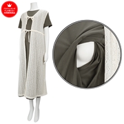 [授乳口付き]レースジレ付きワンピース　グレー