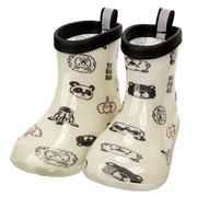 [14.0~18.0cm]総柄レインシューズ　オフホワイト