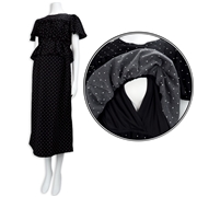 [授乳機能付き]半袖ドット柄ペプラムワンピース　ブラック