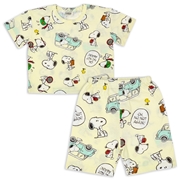 [キッズ]半袖総柄パジャマ　スヌーピー　オフホワイト