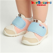 [14.0～15.0cm] セカンドベビーシューズ ホワイト×ブルー[ミキハウス　ホットビスケッツ]