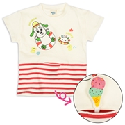 [キッズ]飛び出しアップリケTシャツ　いないいないばあっ！