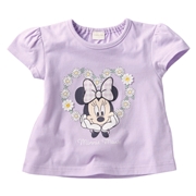 [ベビー]半袖Tシャツ　花レース　ミニー　パープル