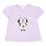 [キッズ]半袖Tシャツ　花レース　ミニー　パープル