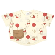 [ベビー]半袖Tシャツ　ポケットつき　プー　オフホワイト