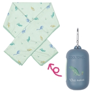 シリコンケース付きひんやりタオル　恐竜　ブルー