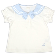 [ベビー]半袖Tシャツ　セーラー衿布帛 オフホワイト