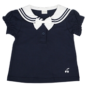 [ベビー]半袖Tシャツ　セーラー衿布帛 ネイビー