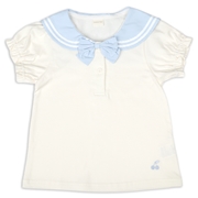 [キッズ]半袖Tシャツ　セーラー衿布帛 オフホワイト