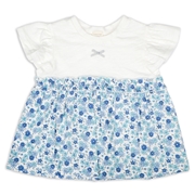 [キッズ]袖フリルTシャツ　胸切替え オフホワイト