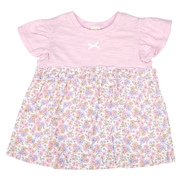 [キッズ]袖フリルTシャツ　胸切替え ピンク