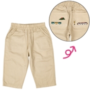 [キッズ]７分丈パンツ ポケット刺しゅう　ベージュ