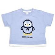 [ベビー]半袖Ｔシャツ　ラインサガラ　サックス