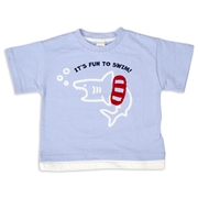 [キッズ]半袖Ｔシャツ　ラインサガラ　サックス