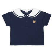 [ベビー]半袖Tシャツ　セーラー衿布帛　ネイビー