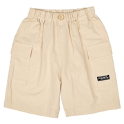 [キッズ]５分丈カーゴパンツ　麻風　ベージュ