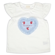 [ベビー]半袖Ｔシャツ　生地貼り　オフホワイト