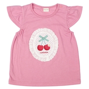 [ベビー]半袖Ｔシャツ　生地貼り　ピンク