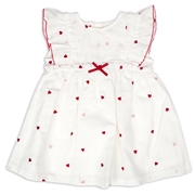 [ベビー]ワンピース　布帛総柄刺しゅう アイボリー