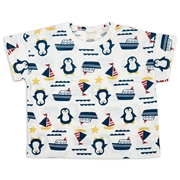 [ベビー]半袖　Ｔシャツ　総柄　オフホワイト