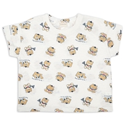 [ベビー]半袖　Ｔシャツ　総柄　ベージュ