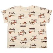 [キッズ]半袖　Ｔシャツ　総柄　クリーム