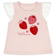 [キッズ]半袖Ｔシャツ　袖レース　ピンク