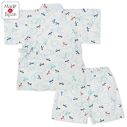 [キッズ]甚平(じんべい)スーツ トンボ柄 オフホワイト