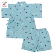 [キッズ]甚平(じんべい)スーツ トンボ柄 サックス