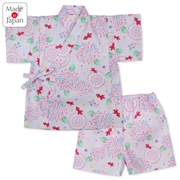 [ベビー]甚平(じんべい)スーツ あじさい金魚柄 パープル